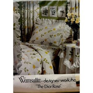 Vtg Wamsutta Ultracale The Dior Rose‎ King Sheet Set 2 Pillowcases Yellow Roses